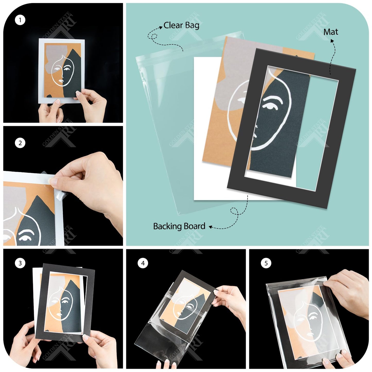 Golden State Art 100 Pack Acid-Free 5 1/2 x 8 1/8 inches Crystal Clear Sleeves Storage Bags for 5x8 Photos, A8 Cards