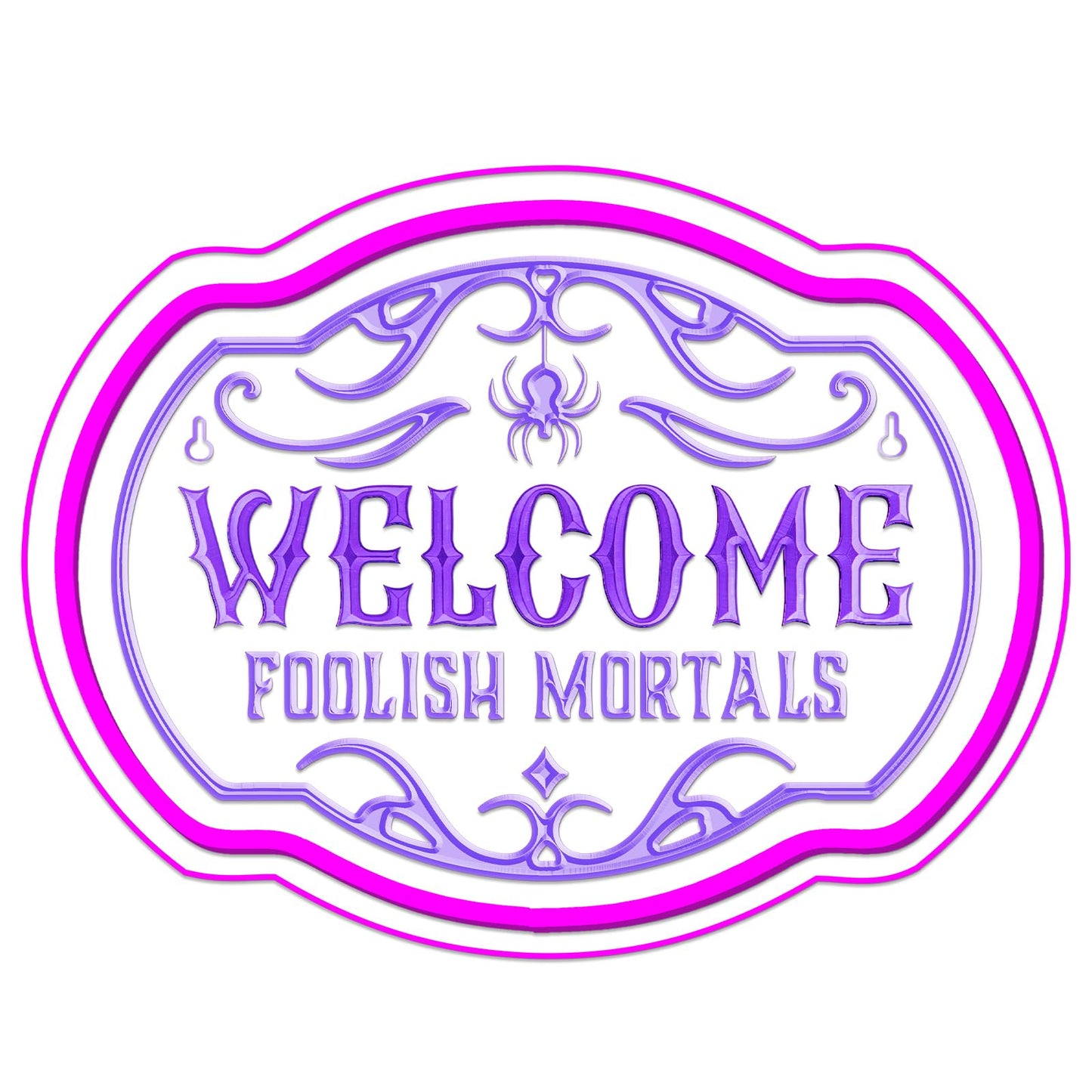 DREAMFORT Welcome Foolish Mortals Neon Sign - Haunted Mansion LED Wall Decor for Christmas, Horror Parties & Themed Bars, USB-Powered with Adjustable Brightness, Spooky Flicker Effect