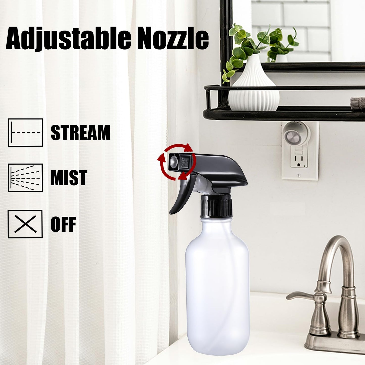 GearTrust Small Water Spray Bottle for Hair, Frosted Clear Plastic Small Squirt Bottle with Adjustable Mist/Stream, Refillable Empty Mister Spray Bottles for Hair, Plant, Cleaning, Pet, 10.1 oz /300ML