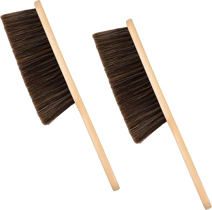 Wooden Bench Brush with Soft Bristles – 2 Pack Wide Table & Counter Dusting