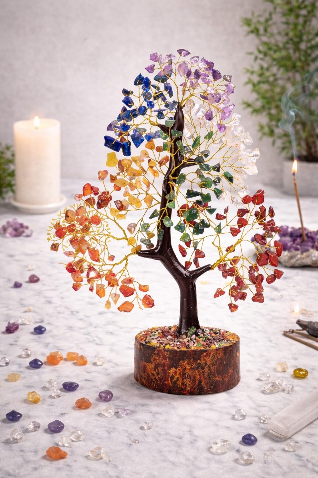 Neetva 7 Chakra Crystal Tree of Life – Natural Gemstone Bonsai Tree for Meditation, Reiki Healing, Positive Energy & Home Decor | Gifts for Women | Office Decor