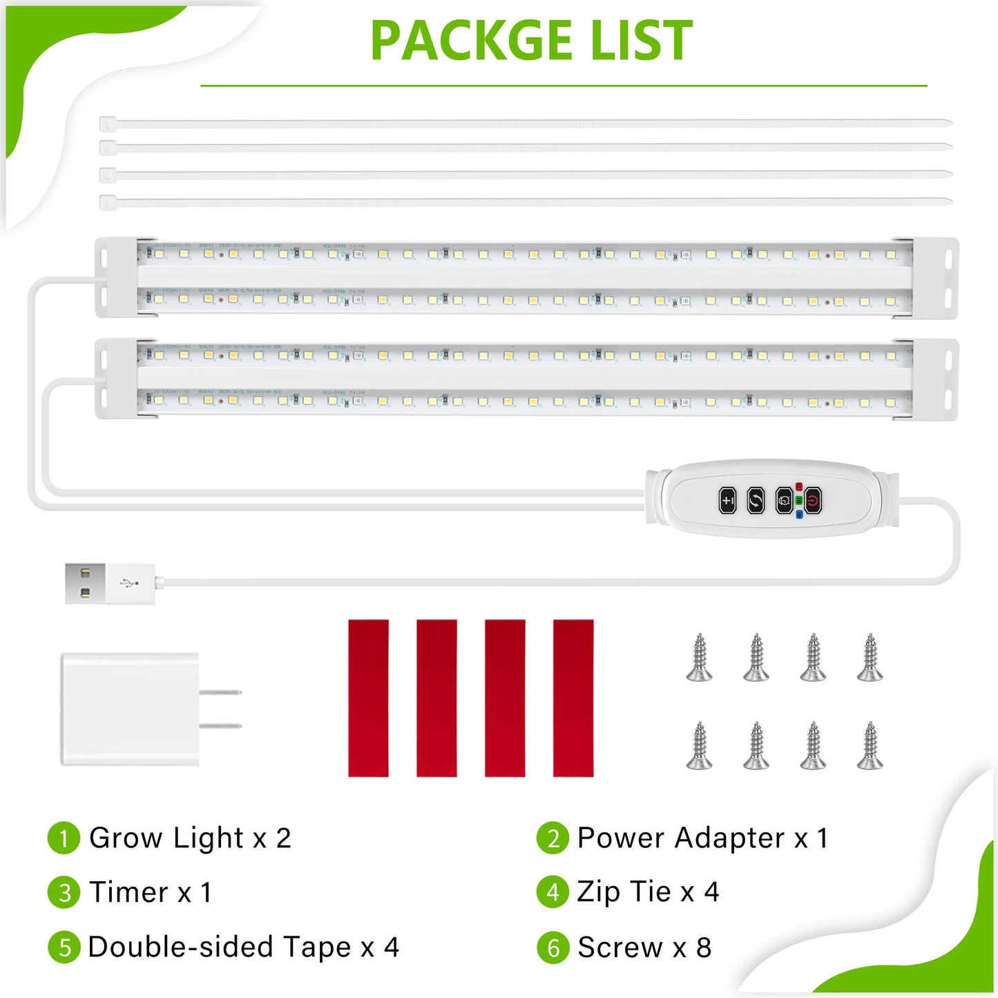 FOXGARDEN Dual-Row Grow Lights for Indoor Plants Full Spectrum, 240 LEDs Grow Light Strip, Plant Lights for Indoor Growing with 4/8/12H Timer, Plant Grow Lights for Plant Shelf, 10 Dimmable Levels