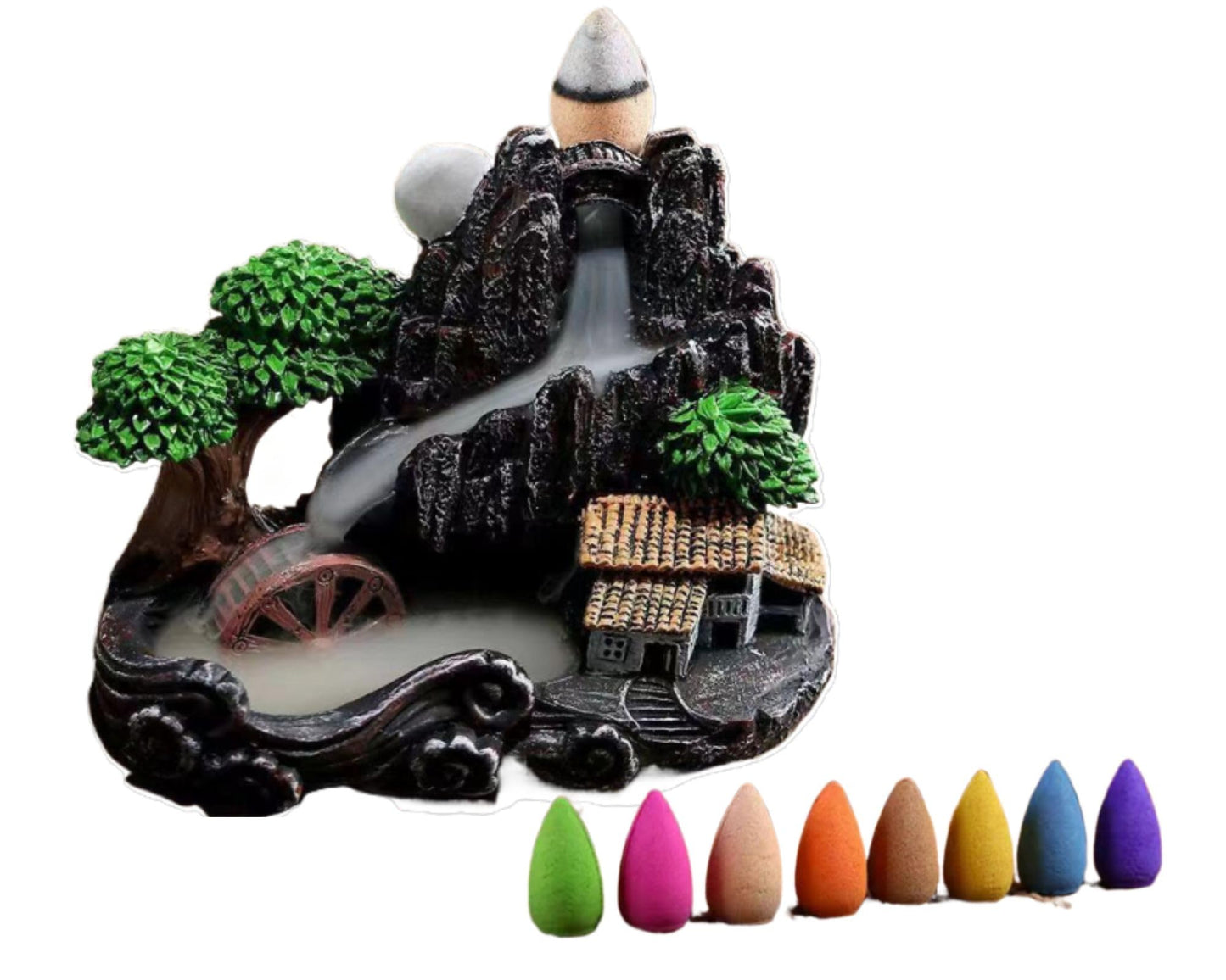 Handmade Incense Burner with 120 Cones, Waterfall Backflow Incense Holder, Fountain Decoration, Aromatherapy Ornament, Apartment Decor, Home Decor, Room Decor