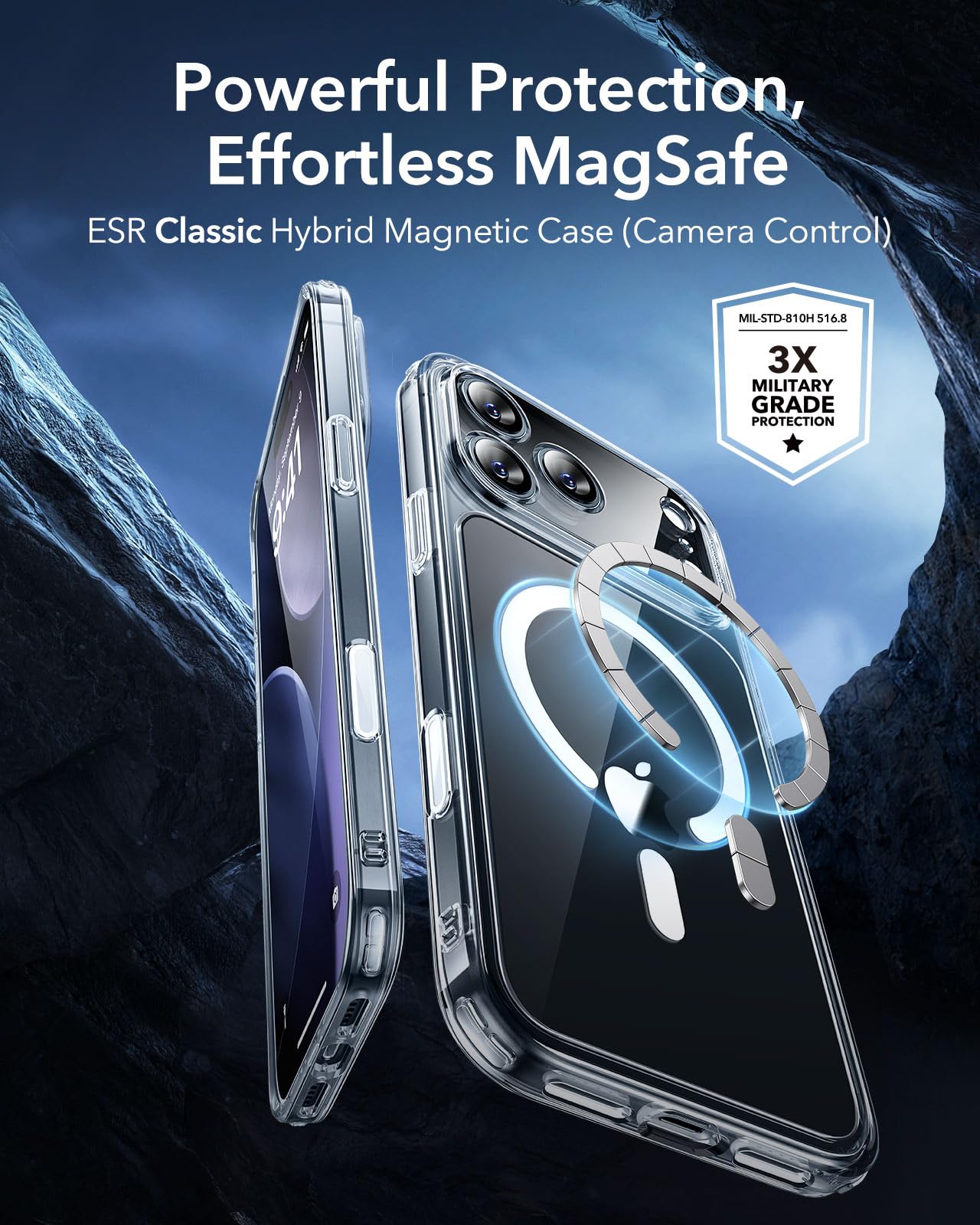 ESR for iPhone 17 Pro Max Case, Camera Control, Compatible with MagSafe, Shockproof Military-Grade Protection, Magnetic Phone Case for iPhone 17 Pro Max, Classic Hybrid Case (HaloLock), Clear