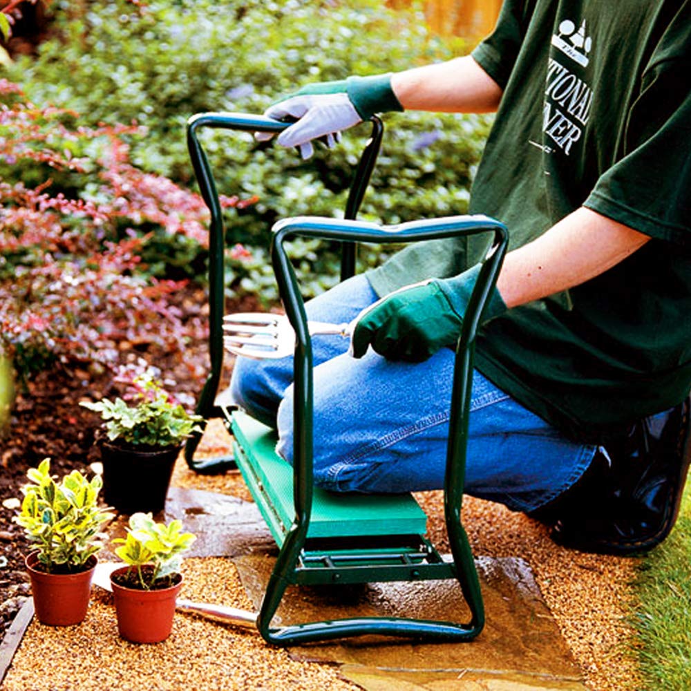 Garden Kneeler and Seat,with 2 Tool Bags Pouches and Claw Gloves,Portable Lightweight Bench Thicken EVA Foam Pad Sturdy Steel Pipe Practical Garden Tools(Green)