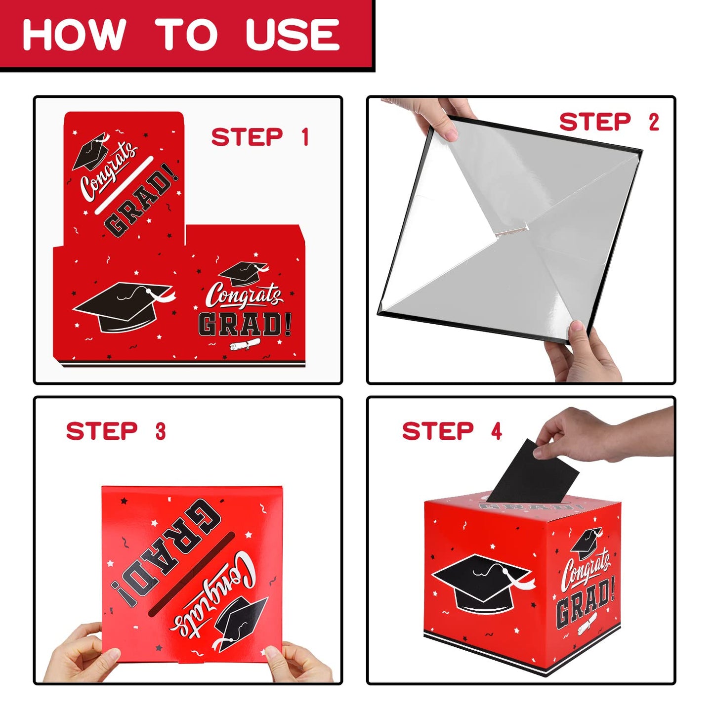 Gatherfun Graduation Decorations 2025 Grad Card Box for Gift Graduation Party Favors Decor Party Supplies Red