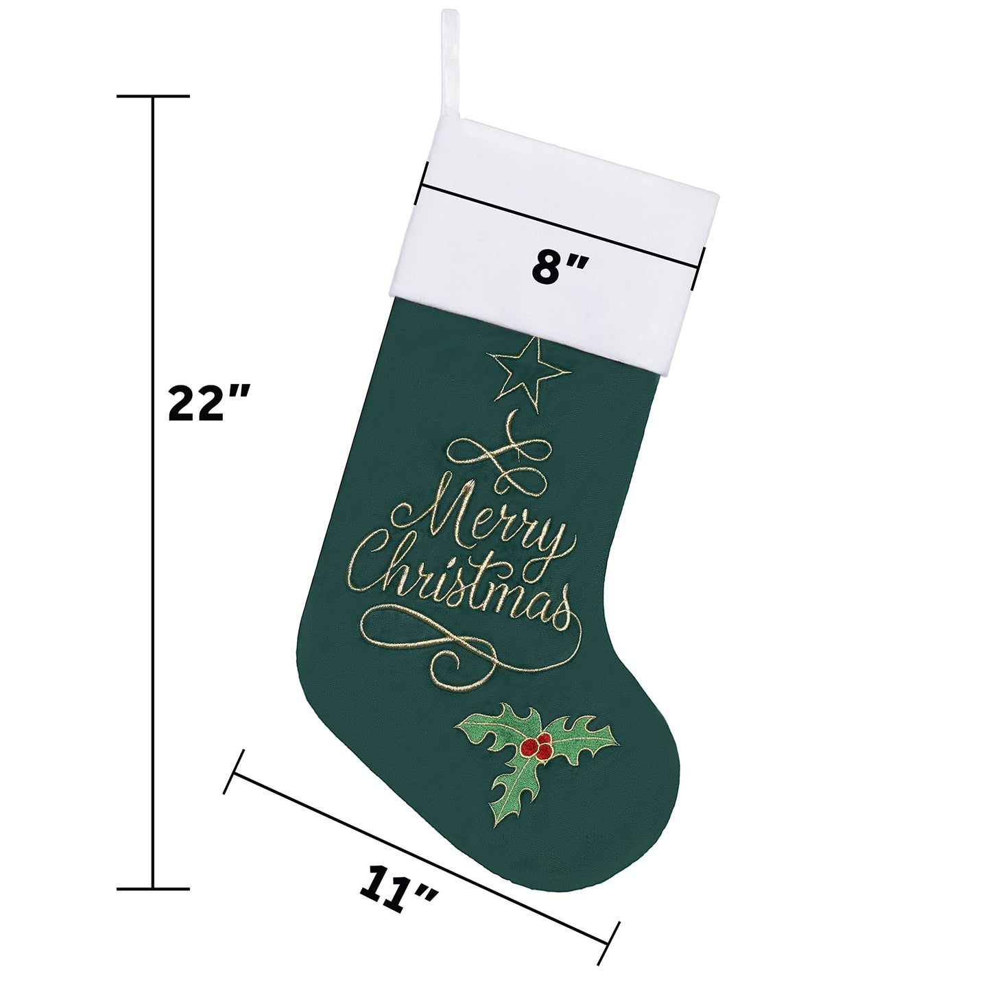 GEX Christmas Stockings 5 Pack for Family 22" Large Embroidered Classic Luxury Velvet Red Green Purple Blue Brown Decorations for Fireplace Xmas Season (Set of 5)