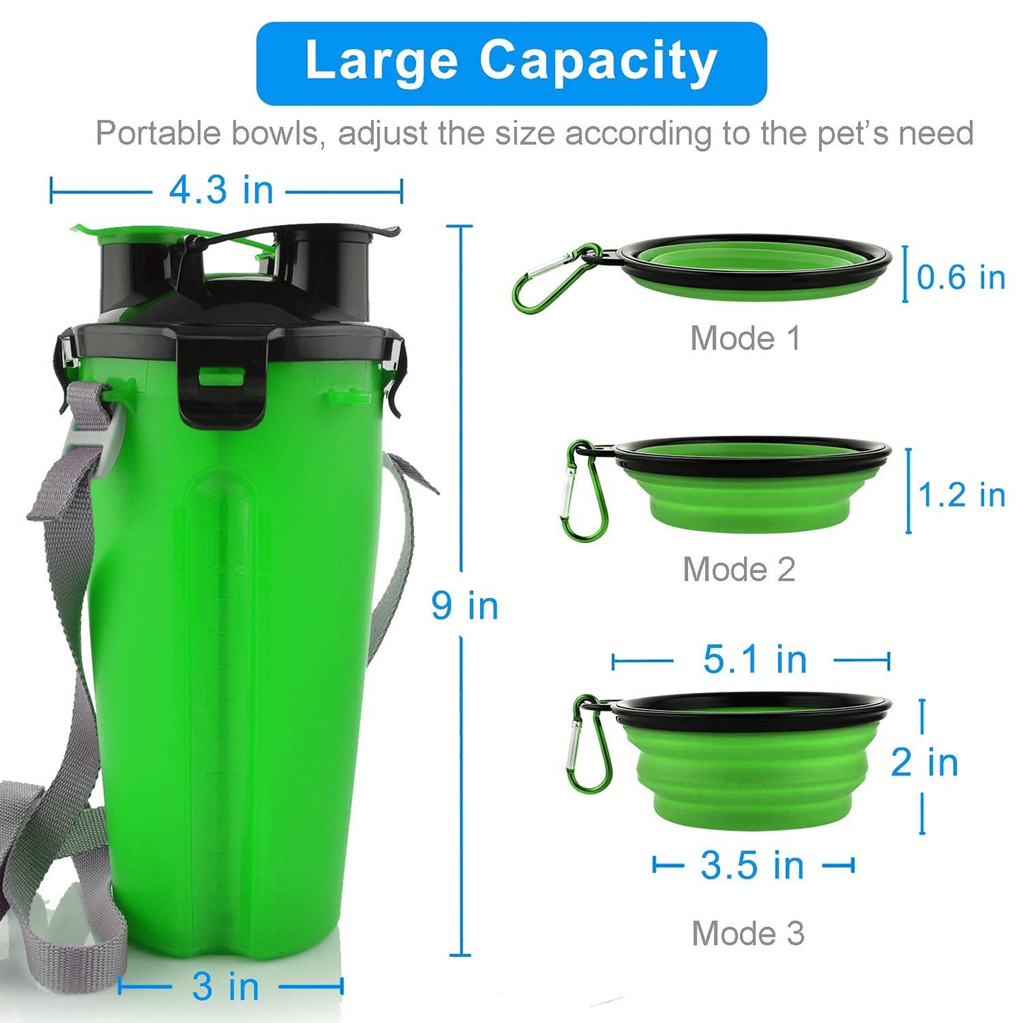 Dog Travel Water Bottle Collapsible Bowls, 2 in 1 Pet Food Container with Collapse Bowls, Outdoor Portable Water Bowls for Walking, Traveling, Camping and Hiking (Orange)