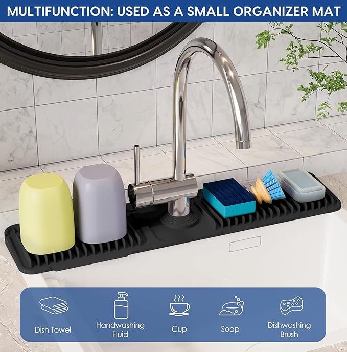 24 Inch Silicone Faucet Mat for Kitchen Sink Splash Guard