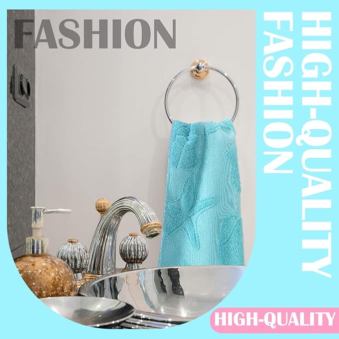 2 Pcs Coastal Hand Towels for Bathroom Ocean Beach Coastal Hand Towels 100%