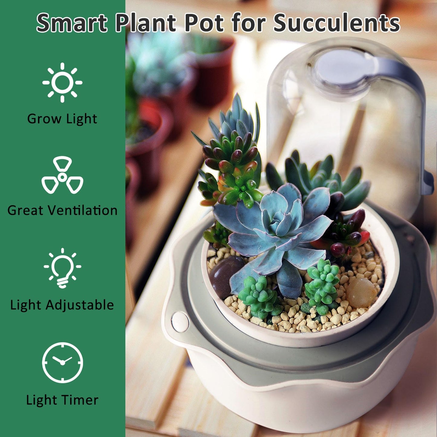 Smart Plant Lights for Indoor Growing,Venus Fly Trap Terrarium Kit with Light&Stand,Self Watering Pots for Indoor Plants,Smart Plant Pot with LED Grow Light&Timer for Succulents,Herbs,Flower