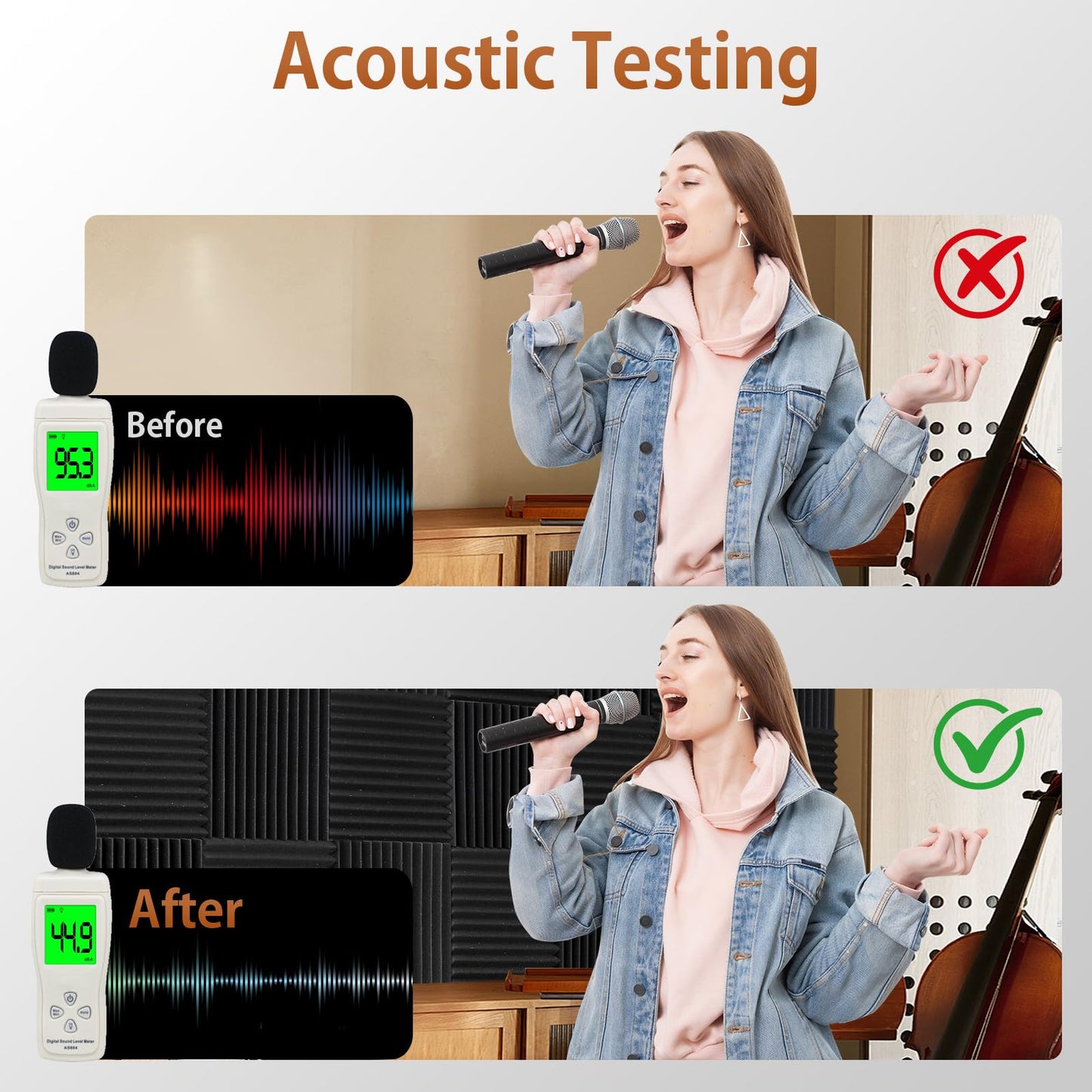 SD SODOCT 36 Pack Acoustic Foam Panels with Self Adhesive 12" X 12" X 1" Sound Proof Foam Panels for Walls High Density Wedge Soundproof Wall Panels for Studio Office Gaming Room