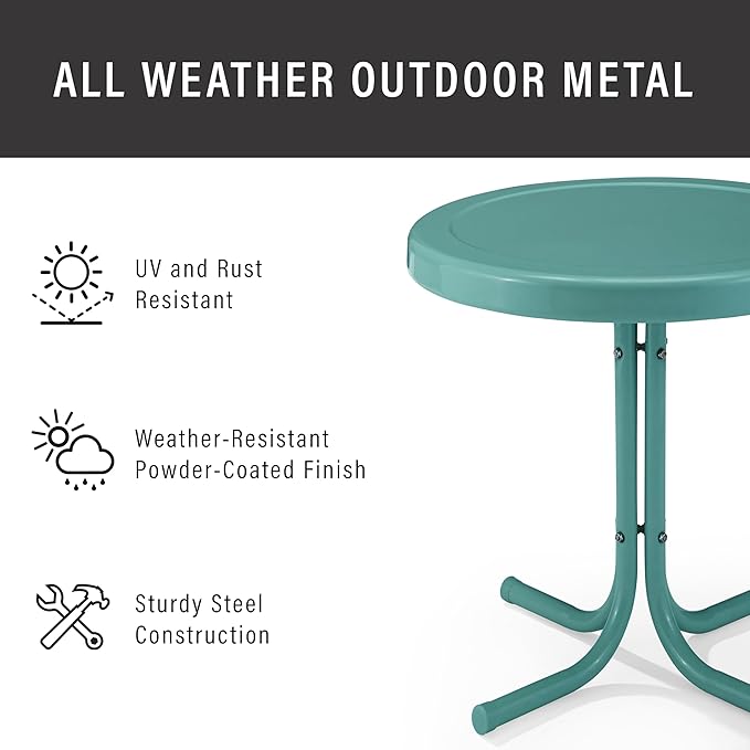 Crosley Furniture Griffith Weather Resistant Retro Metal Outdoor Side Table