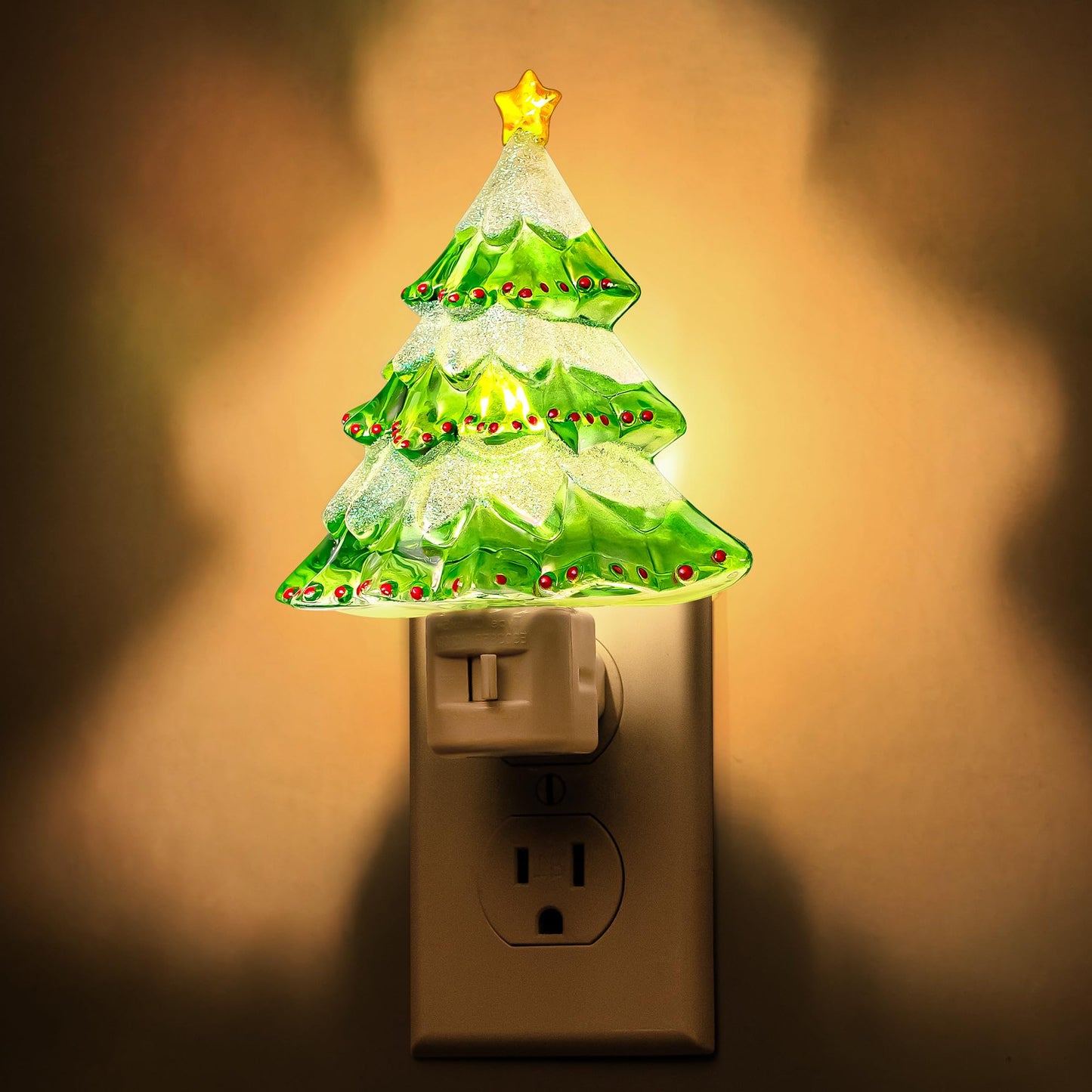 DORESshop Christmas Tree Night Light, 3000K Night Lights Plug into Wall, Cute & Funny Christmas Decor Night Light for Kids, Plug in Nightlight with 360° Rotatable, Holiday Party Decor, 2 Pack