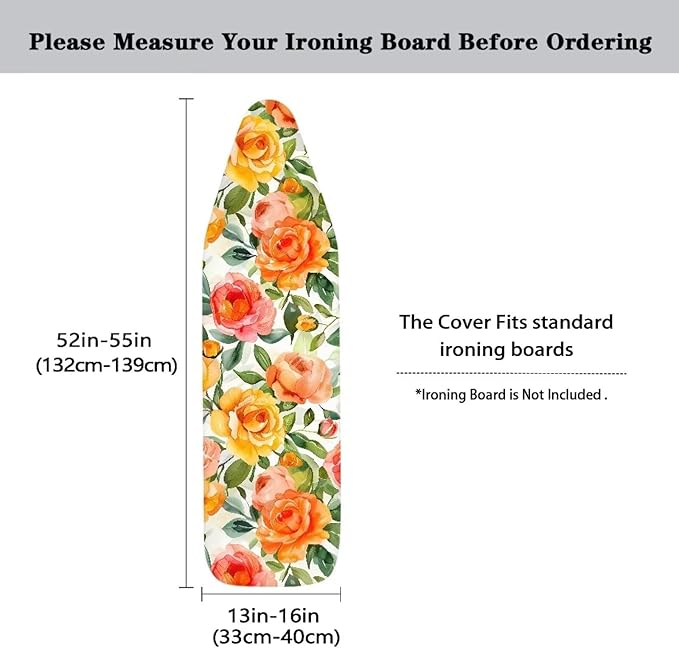 Rose Ironing Board Cover with Padding, Standard Size Replacement Iron Board