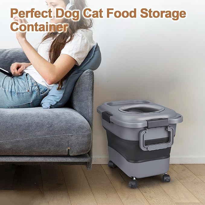 Dog Food Storage Container, 10-20 lbs Airtight Collapsible Cat Food Storage