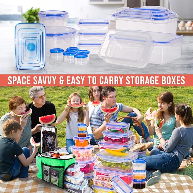 RockBerry 32 Pcs Large Plastic Food storage containers-85 oz to Sauces Box