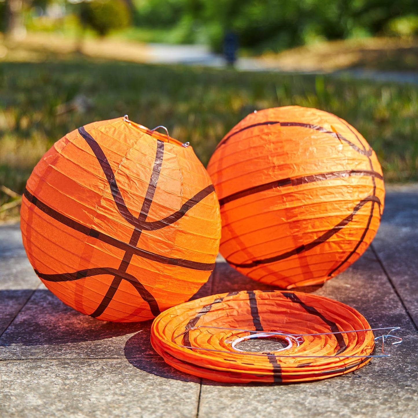 Basketball Decorations Paper Lanterns,Basketball Birthday Party Decor, Basketballs Centerpieces for Table, 3 PCS 8''