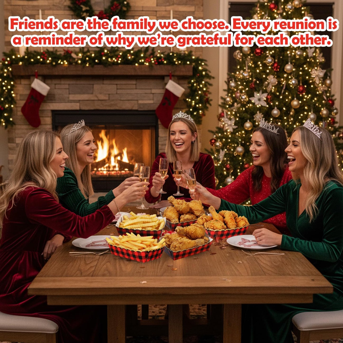 Dunzoom 50 Pack Christmas Buffalo Plaid Paper Plates Food Trays Red and Black Checkered Polka Dot Plates Disposable Food Boats for Snacks Nachos Hot Dog Carnival Bridal Baby Shower Party Decor