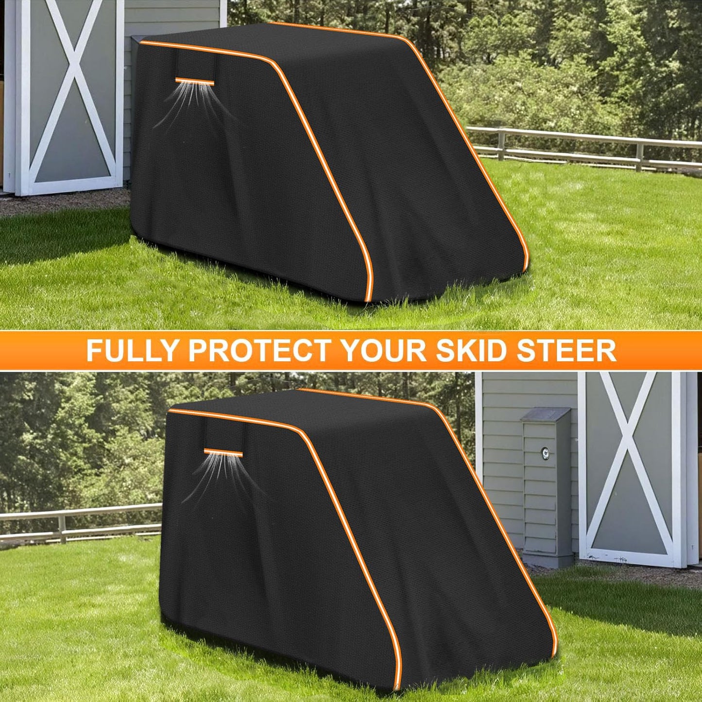 Xmuzua 900D Skid Steer Cover Waterproof Heavy Duty, UV Protection Track Loader Cover Compatible with Bobcat, John Deere, Kubota, Caterpillar, Case, New Holland, JCB, (148"x 75"x 80")