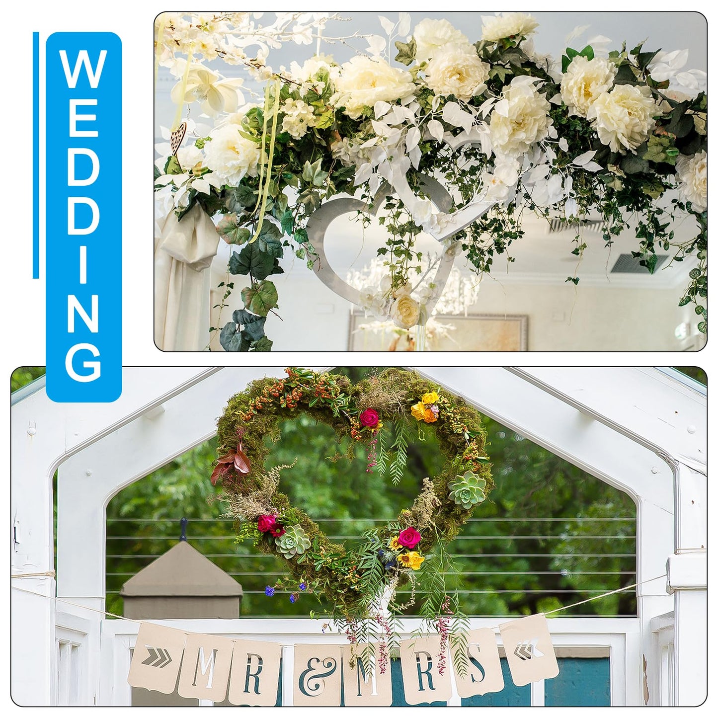 PATIKIL 8 Inch Christmas Wire Wreath Frame, 4 Pcs Metal Heart Shape Dream Catcher Rings Macrame Wreath Floral Hoop for Home Car DIY Craft Wedding Wall Hanging Decorations, Green