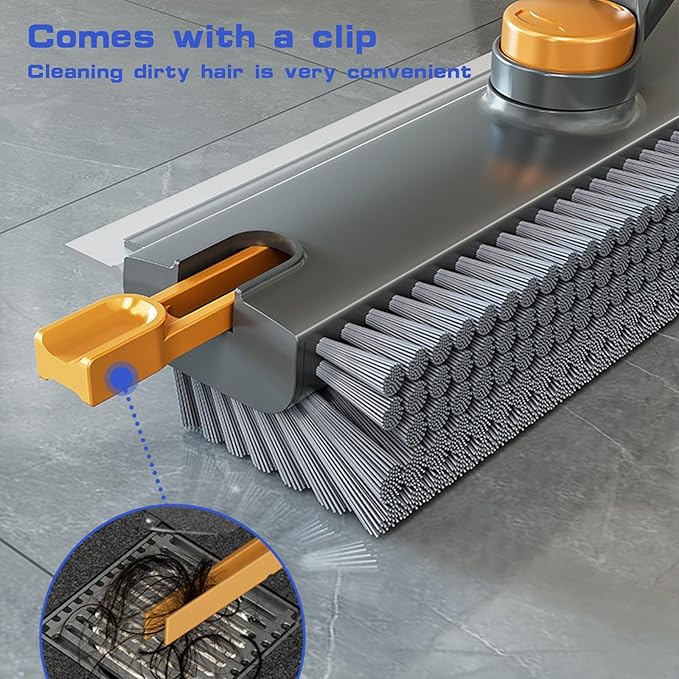 Floor Scrubbing Brush with Squeegee, 2 in 1 Grout Brush with 54" Adjustable