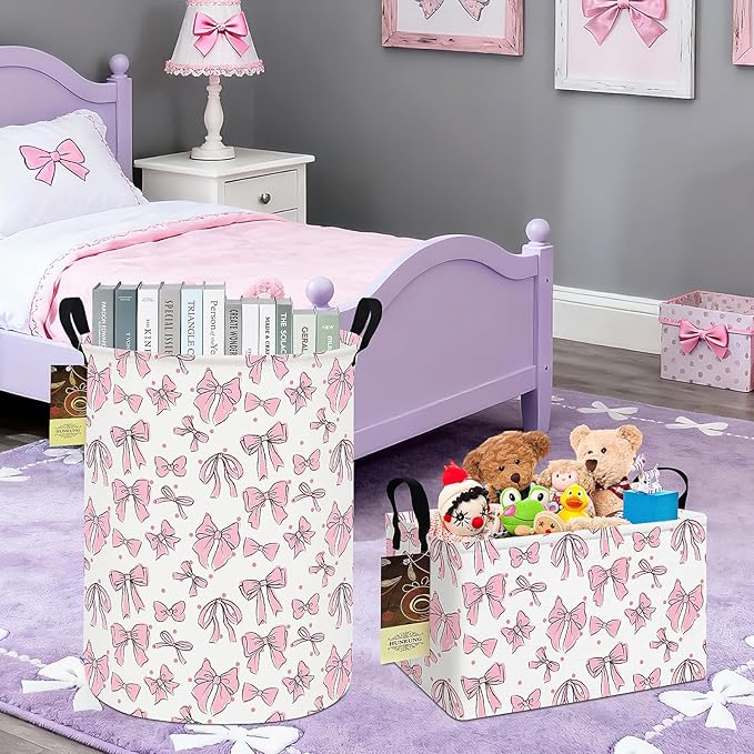 HUNRUNG Laundry Hamper, Large Canvas Fabric Lightweight Storage Basket Toy