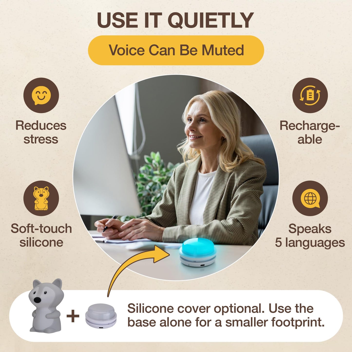 Speaking Breathing Lamp with Guided Meditation & Calming Light | Stress & Anxiety Relief Tool for Adults & Kids | Box Breathing, Sleep, Relaxation & Focus Exercise Device | Self Care Gift