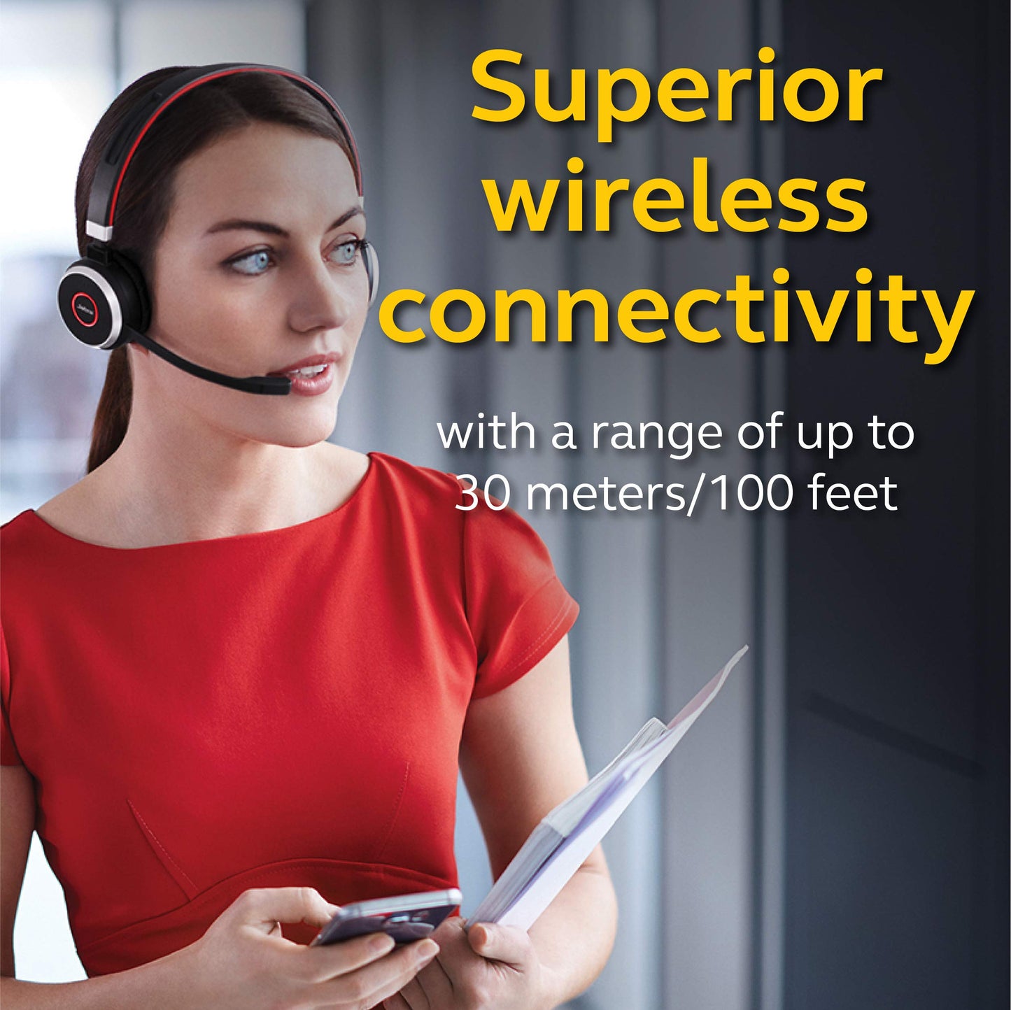 Jabra Evolve 65 MS Wireless Headset, Stereo – Includes Link 370 USB Adapter – Bluetooth Headset with Industry-Leading Wireless Performance, Advanced Noise-Cancelling Microphone, All Day Battery