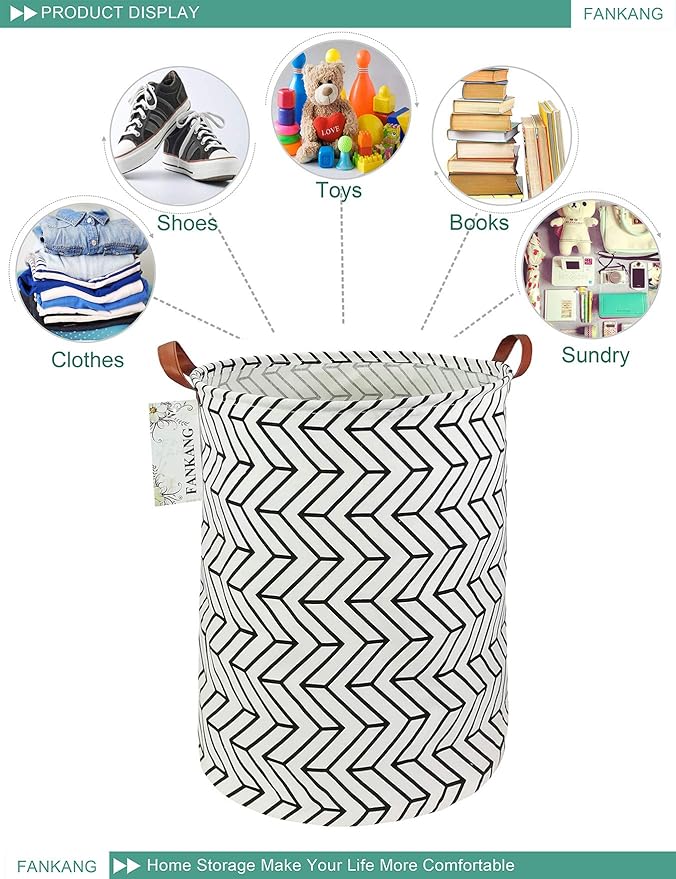 FANKANG Storage Basket, Nursery Hamper Canvas Laundry Basket Foldable