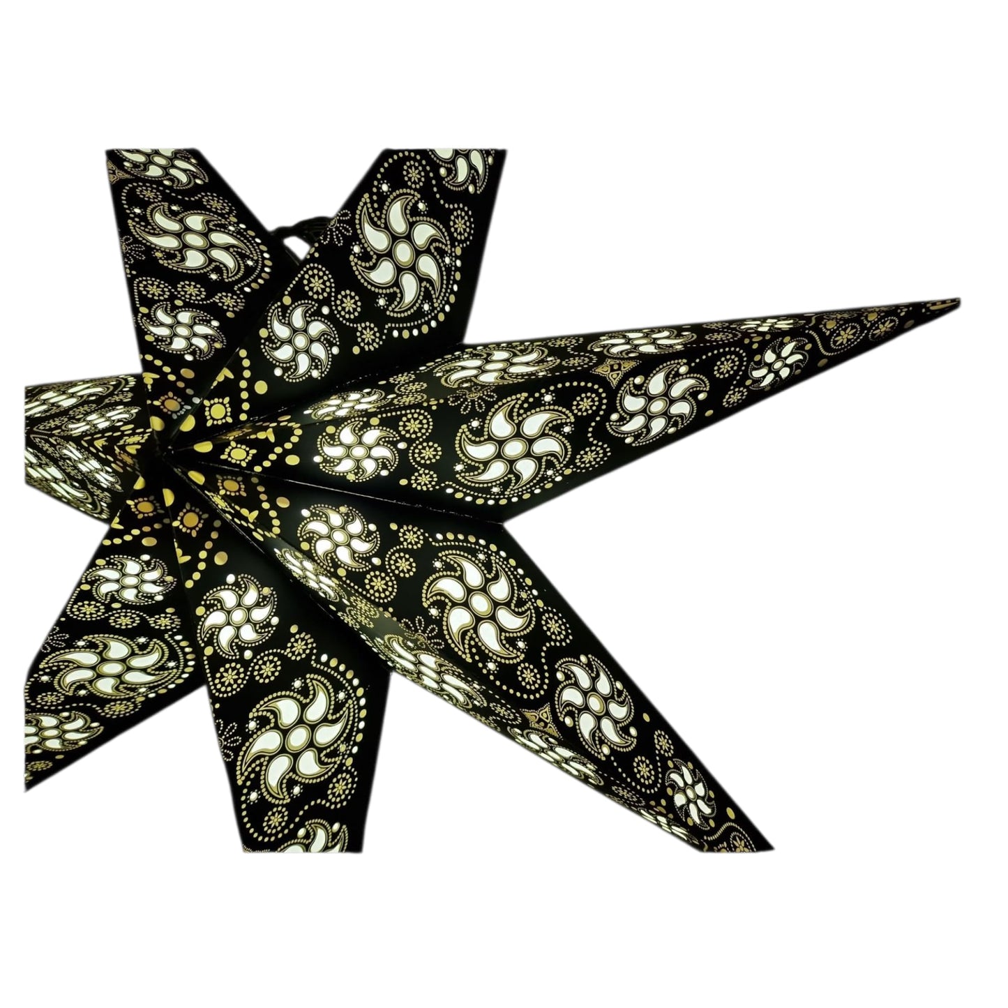 YEPSIO Lantern Lampshade Paper Star Light Shades Large 60cm Hanging Decorations for Christmas Wedding Home Decoration Birthday Party Foldable 7 Pointed Star (Black, White)