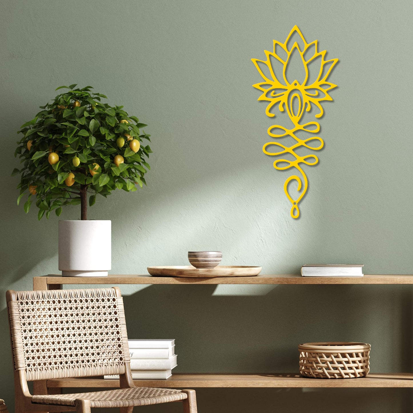 Xedatric Lotus Flower Wall Decor – Gold Metal Yoga Wall Art with Lotus Design, Spiritual Home Décor Sculpture for Meditation Spaces, Living Room, Bedroom, Office