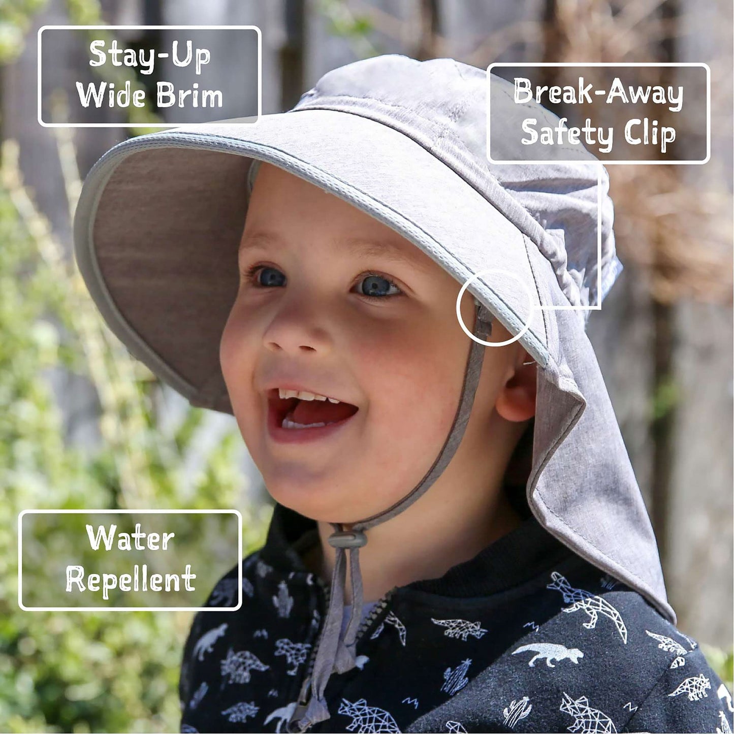 JAN & JUL Large Brim Toddler Boy Sun-Hat Dinosaur (L: 2-5 Years, Dinoland)