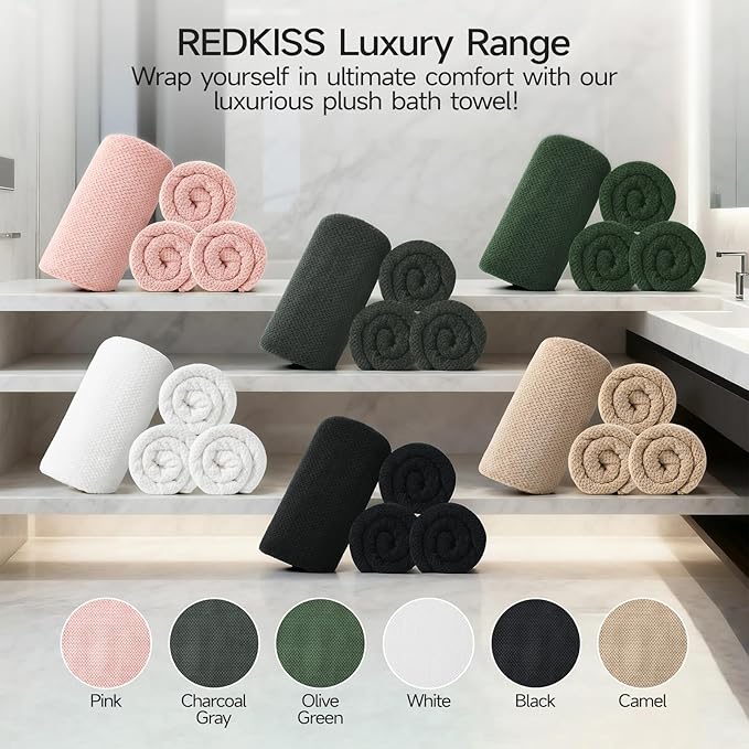 REDKISS Ultra Soft Bath Towels Set of 4-35 x 70 in Extra Large Coral Fleece