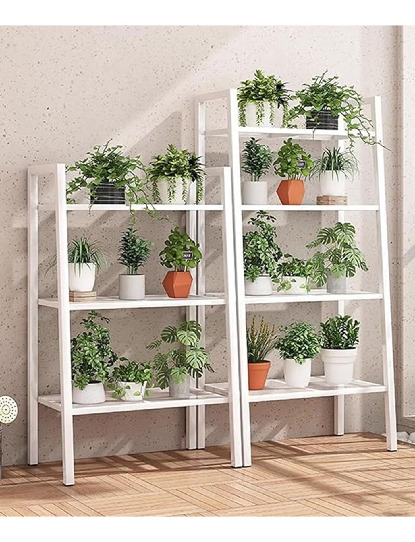 Plant Stand Indoor Outdoor,Metal Plant Stands,4 Tier Corner Plant Shelf Tall Plant Shelf with Leveling Feet(Black)