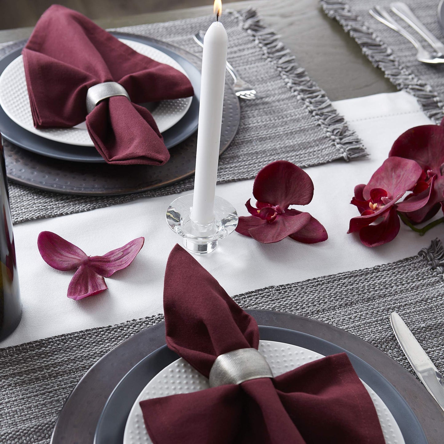 DII Variegated Tabletop Collection, Placemat Set3x19, Gray, 6 Piece