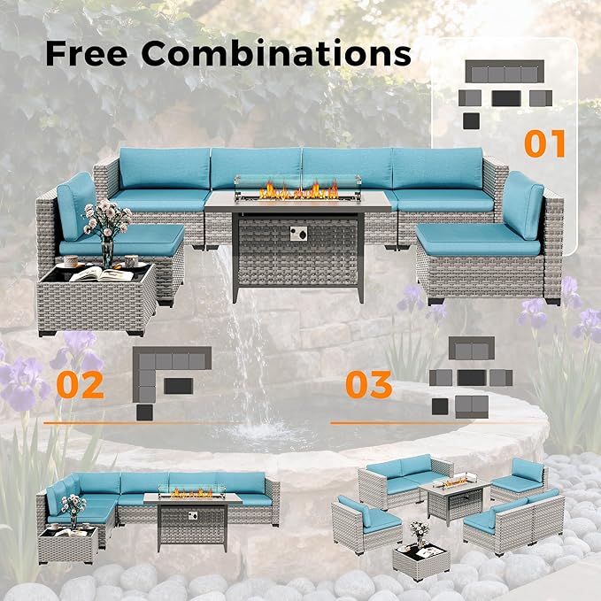 6-Seat Modern Outdoor Wicker Rattan Patio Furniture Set