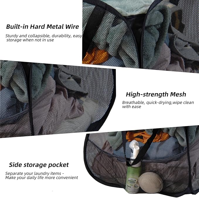 Collapsible Laundry Basket 90L, Foldable Mesh Pop-up Laundry Hamper