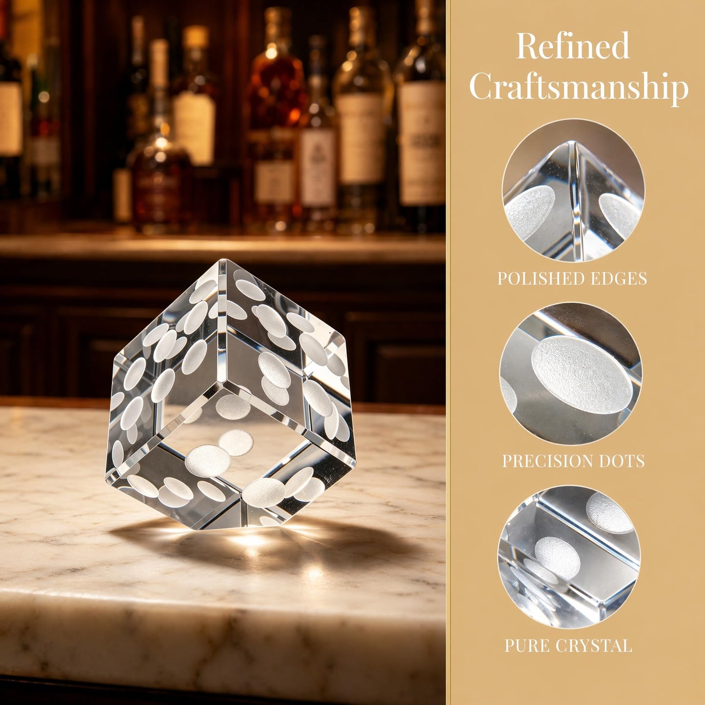 2-Inch Crystal Glass Dice Paperweight
