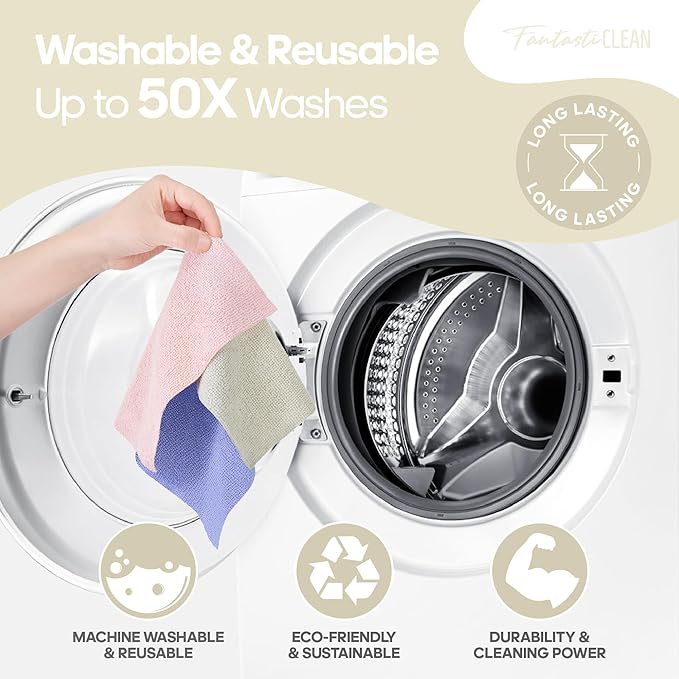 Fantasticlean Microfiber Cleaning Cloth Roll 2 Rolls 120 Pack, Tear Away