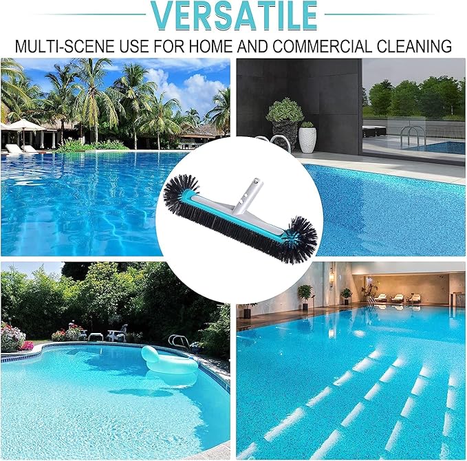 Swimming Pool Brush Head with Round Ends, 17.5" Heavy Duty Aluminum Back Head