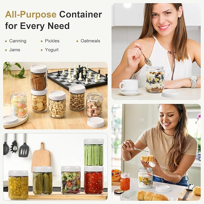 NETANY 6-pack 16oz Glass jars