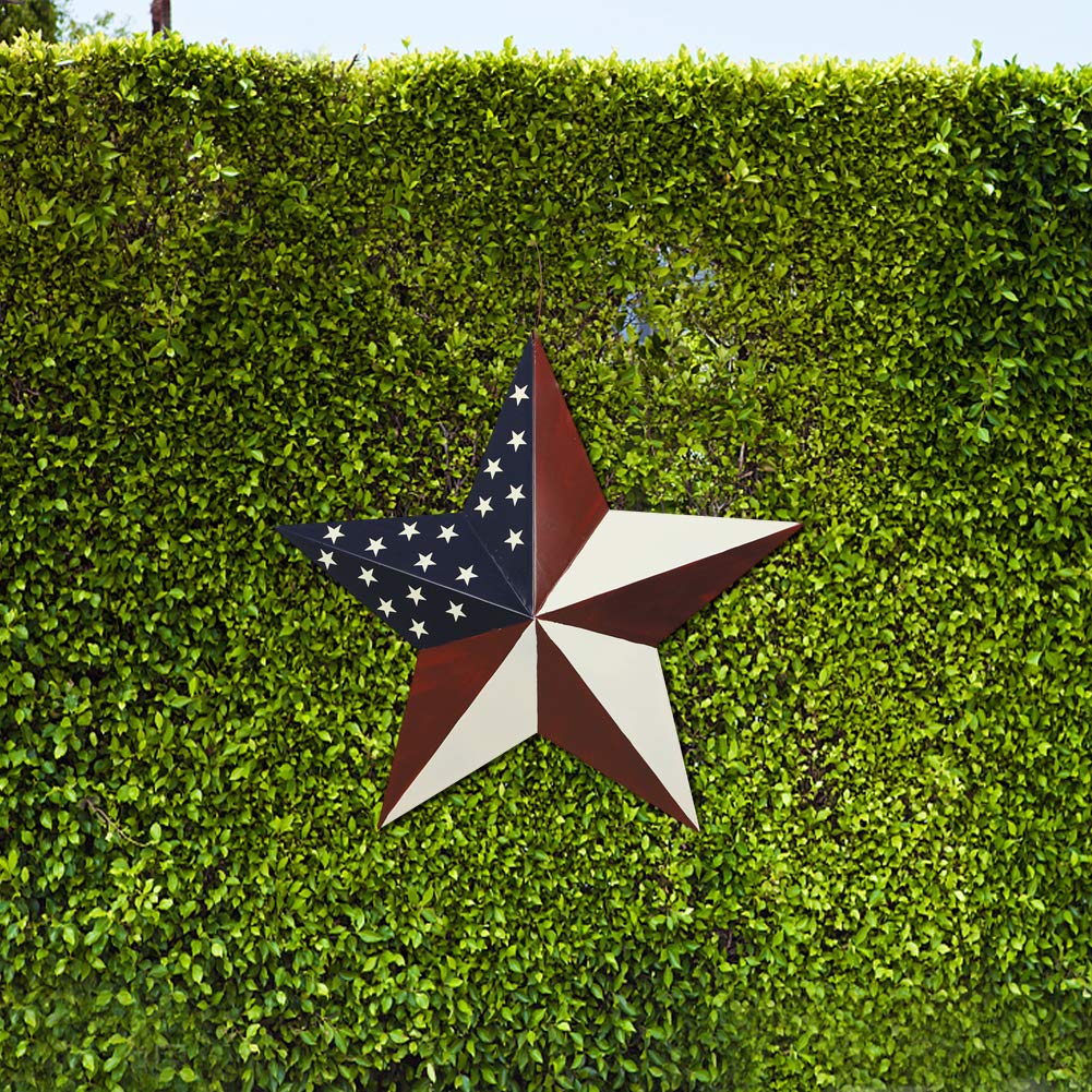Patriotic Barn Star Metal Wall Decor Indoor Outdoor Wall Hanging Primitive Decor Star Ornament 4th of July Decoration