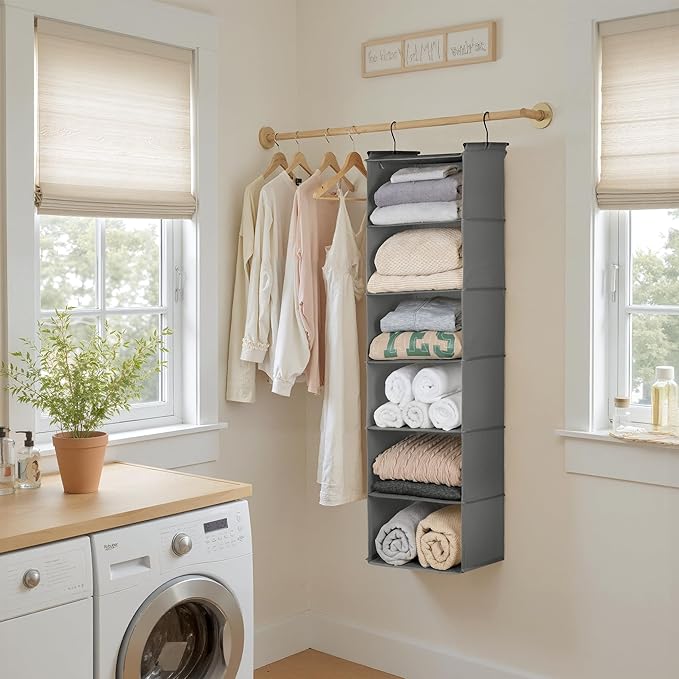 GRANNY SAYS 6 Shelf Hanging Closet Organizers and Storage, Collapsible Closet