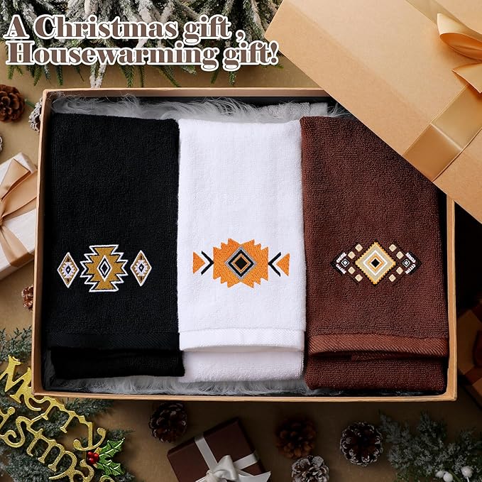 3 Pcs Western Aztec Hand Towels Southwestern Bathroom Decor Southwest Sunset