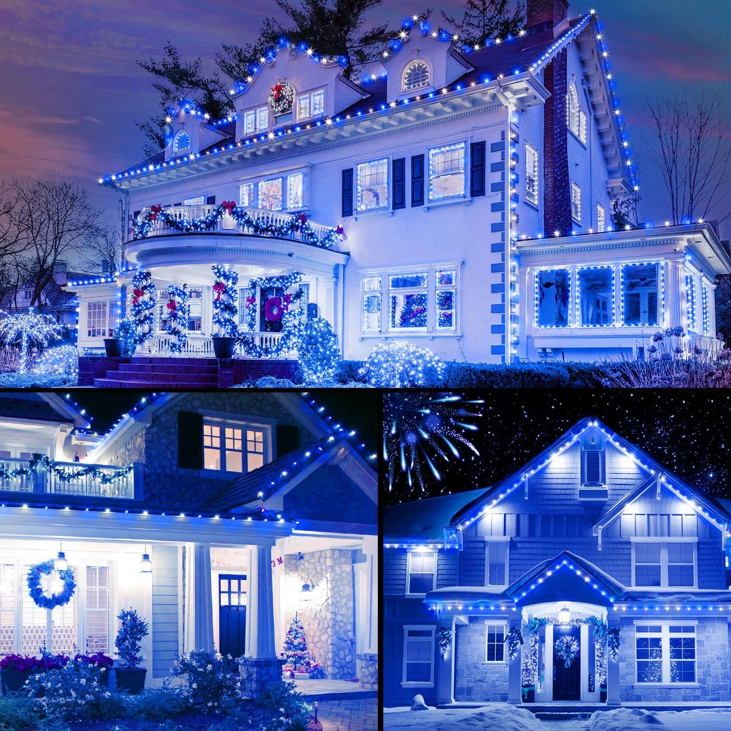 Minetom 100 Feet Led Christmas Lights,Blue White C9 Christmas String Lights Outdoor, 100 Strawberry Bulbs Connectable UL Certified for Indoor Outdoor Roofline Patio Holiday Party Backyard Xmas Decor