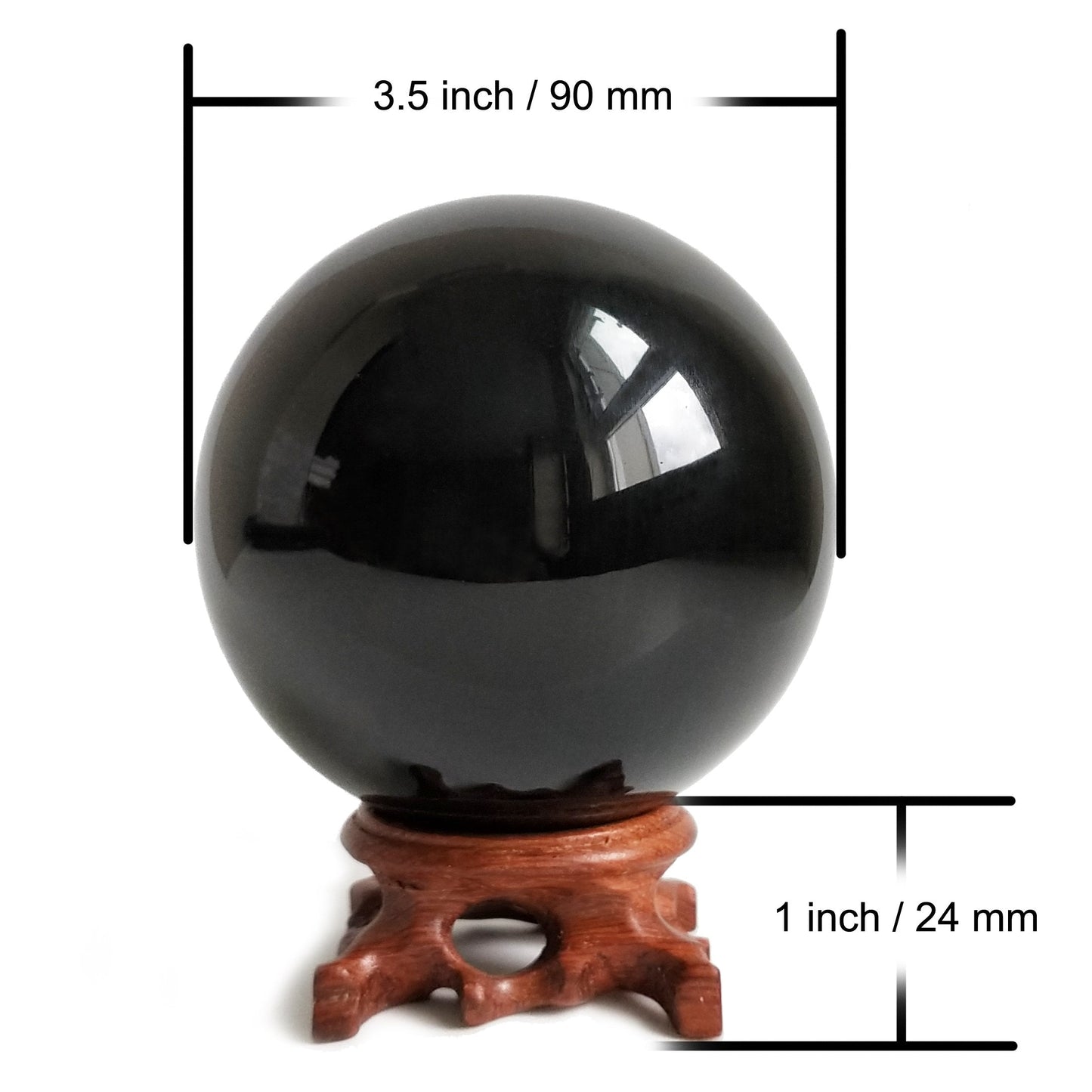 Mina Heal Genuine Obsidian Crystal Sphere for Meditation, Divination, and Feng Shui – Black Crystal Ball for Scrying and Healing