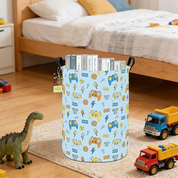 HUNRUNG Laundry Hamper, Large Canvas Fabric Lightweight Storage Basket Toy