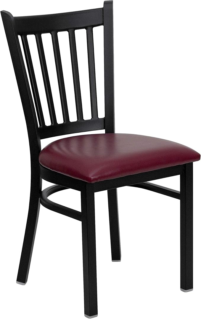Flash Furniture 2 Pack HERCULES Series Black Vertical Back Metal Restaurant