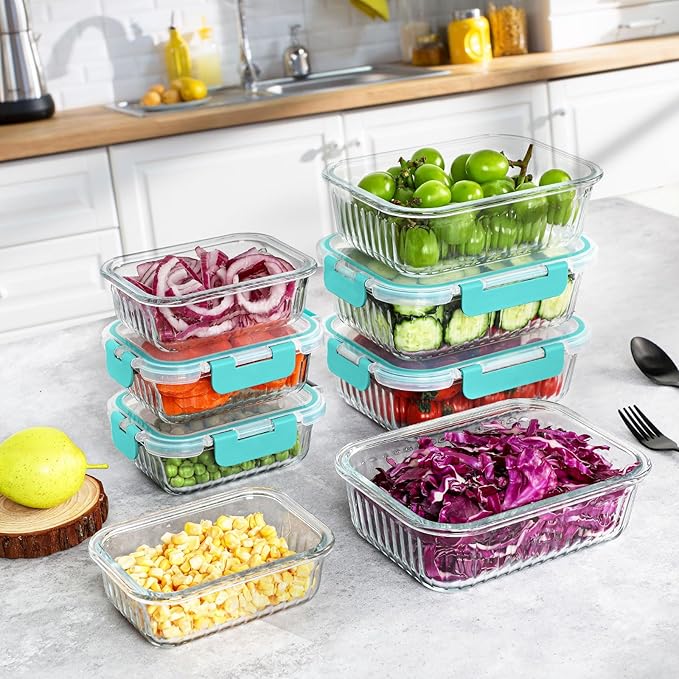 KOMUEE 10 Packs Glass Meal Prep Containers